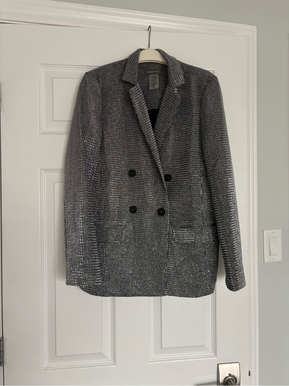 Sans Souci Silver Metallic Double-Breasted Blazer